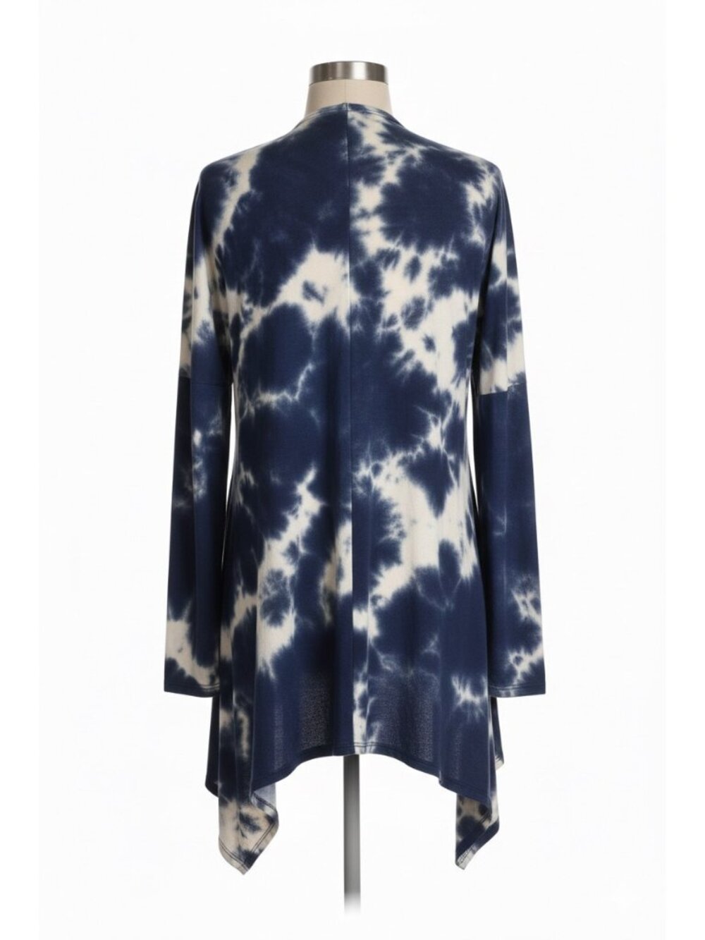 NWT Blue Tie Dye Open Front Draped Jersey Cardigan| Ethereal Grunge Boho Coastal - Picture 8 of 13